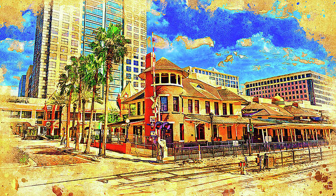Digital Art - Church Street Station In Orlando, Florida - Digital Painting With A Vintage Look by Nicko Prints