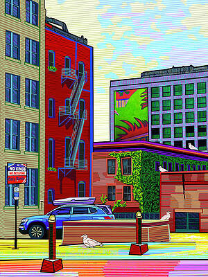 Colorful Urban Street Corner Painting