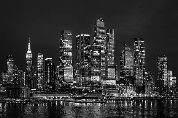 Wall Art featuring the photograph City Of Light, Sky Of Color BW by Susan Candelario