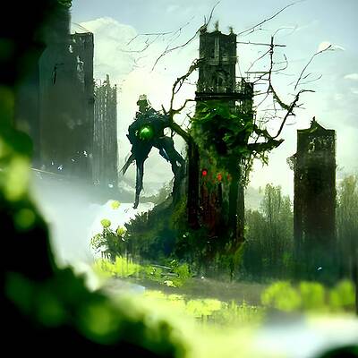 Wall Art featuring the digital art City Overgrown With Vines And Moss by Annalisa Rivera-Franz