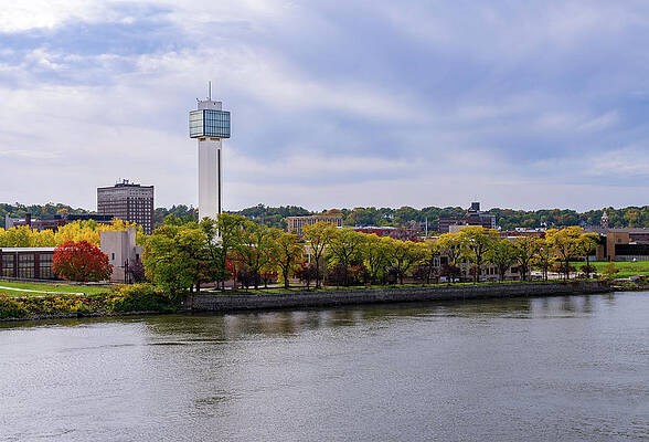Tourism Wall Art featuring the photograph Cityscape Of Downtown Area Of Moline, Illinois From I-74 Bridge by Steven Heap