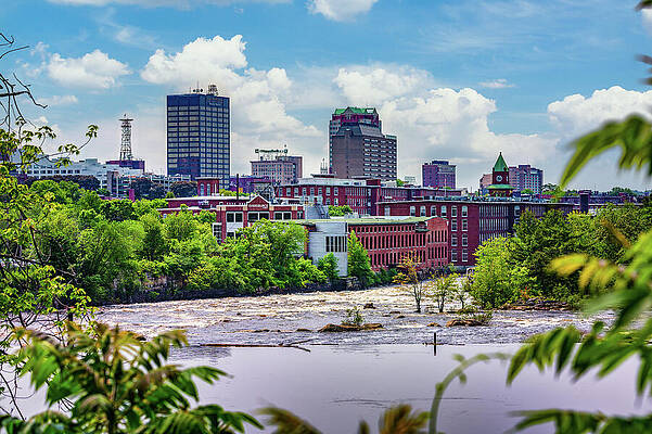 Wall Art featuring the photograph Cityscape Of Manchester, New Hampshire, With Merrimack River by Miroslav Liska