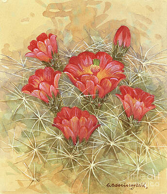 Tree Painting - Claret Cup Cactus by Gordon Beningfield