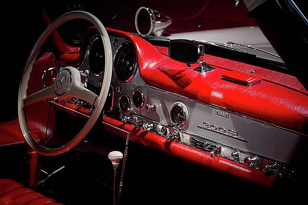 Classic Car Interior with Red Leather Wall Art