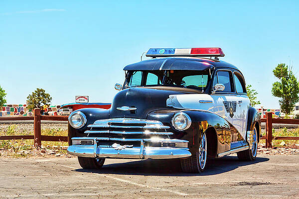 Wall Art featuring the photograph Classic Chevrolet Police Car, Arizona by Tatiana Travelways