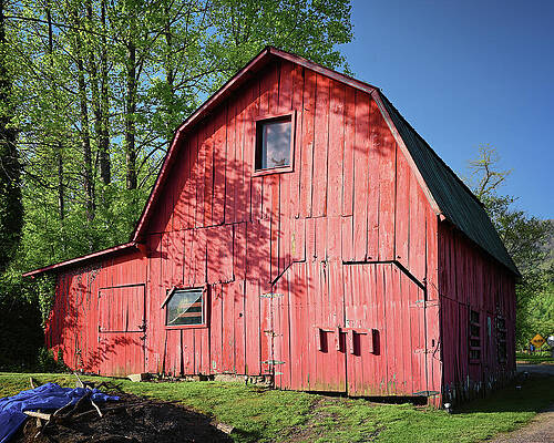 Rustic Red Barn in Sunlight Wall Art