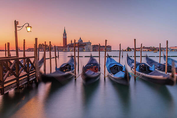 Venetian Gondolas at Sunset Photograph