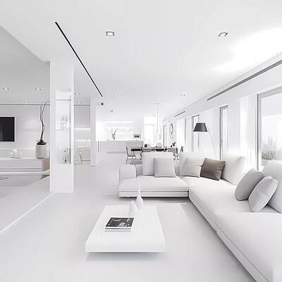 Design Wall Art featuring the digital art Clean White Interior Design No 1 by Andre Petrov