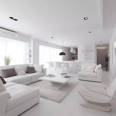 Design Wall Art featuring the digital art Clean White Interior Design No 2 by Andre Petrov