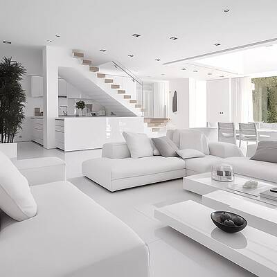 Design Wall Art featuring the digital art Clean White Interior Design No 4 by Andre Petrov