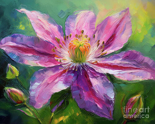Beautiful Wall Art featuring the ai art Clematis Fingers by Macro Abundance