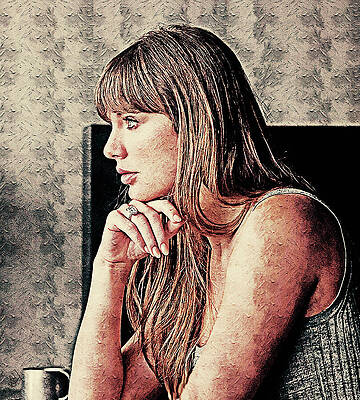 Woman with Contemplative Expression Digital Art