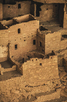 Wall Art featuring the photograph Cliff Palace Windows 2, Mesa Verde, Colorado - Vertical by Abbie Warnock