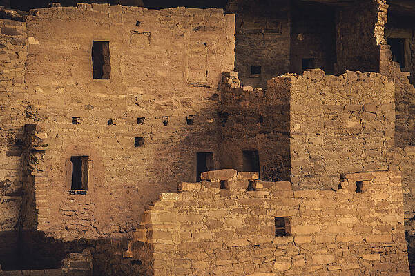 Wall Art featuring the photograph Cliff Palace Windows, Mesa Verde, Colorado by Abbie Warnock
