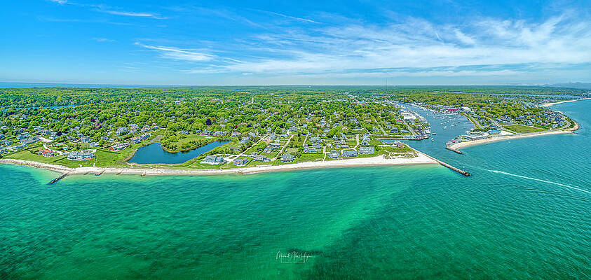 Wall Art featuring the photograph Clinton Ave Falmouth Inner Harbor by Veterans Aerial Media LLC