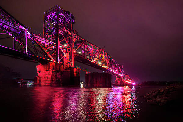 Bridge Wall Art featuring the photograph Clinton Presidential Park Bridge At Night by Owen Weber