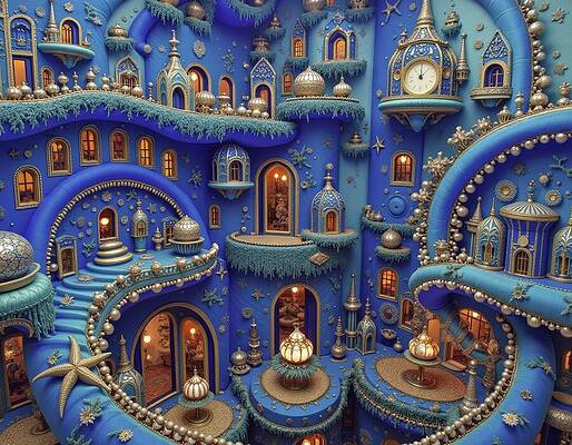 Whimsical Digital Art - Clock House by Eris And AI