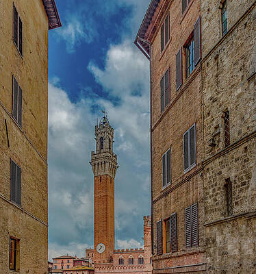 Spring Photograph - Clock Tower, Piazza Del Campo by Marcy Wielfaert