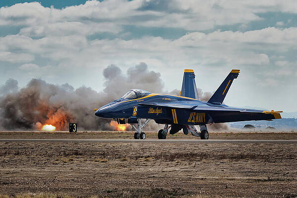 Blue Angels Jet with Explosive Display Photograph