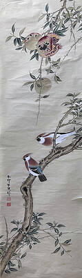 Wall Art featuring the painting Close Friends by HuiZhen Zhang