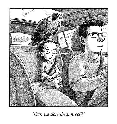 Family Car Ride with Falcon Wall Art