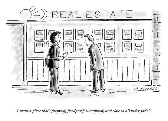 Close Wall Art featuring the drawing Close To A Trader Joe's by Anne Fizzard