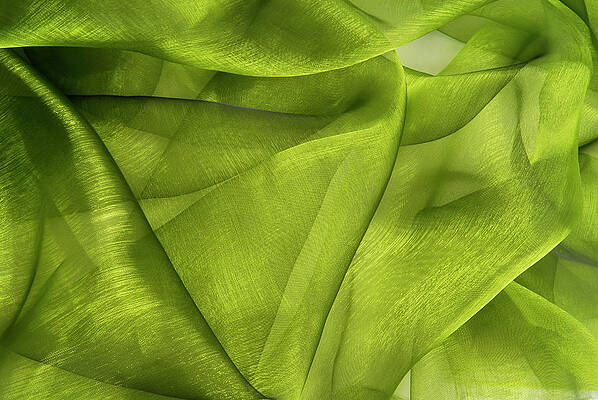 Clothing Photograph - Close Up Of The Wavy Green Organza Fabric by Severija Kirilovaite