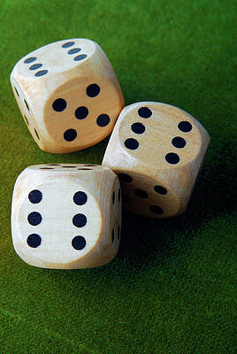Photograph - Closeup Of The Dices On Green Table by Severija Kirilovaite