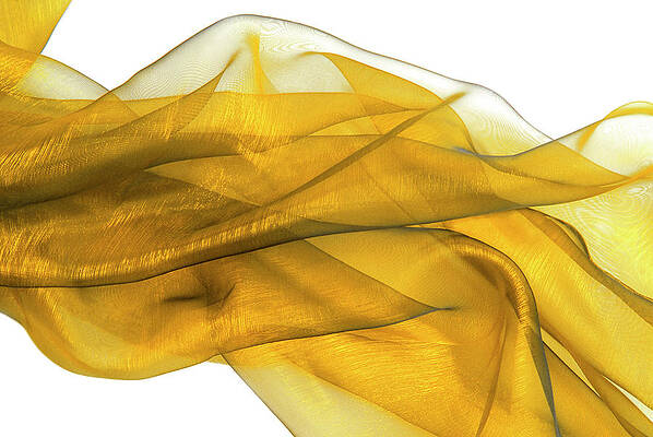 Photograph - Closeup Of The Golden Wavy Organza Fabric by Severija Kirilovaite