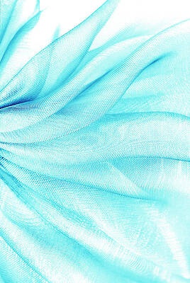 Clothing Photograph - Closeup Of The Wavy Blue Turquoise Organza Fabric by Severija Kirilovaite