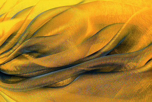 Clothing Photograph - Closeup Of The Wavy Golden Organza Fabric by Severija Kirilovaite