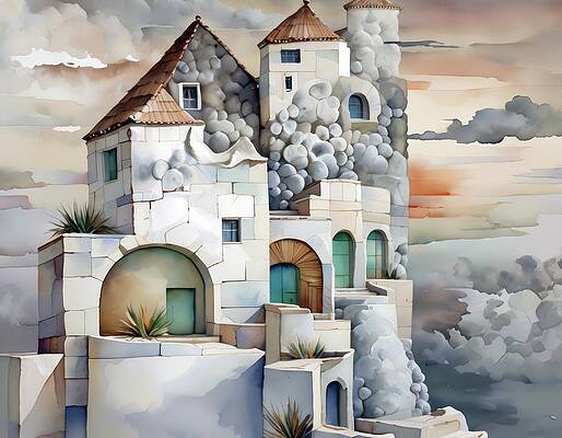 Architecture Wall Art featuring the digital art Cloud Building by Eris And AI