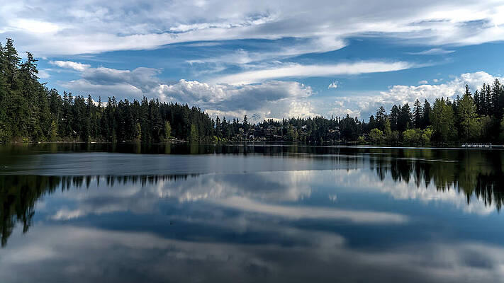 Cloud Reflections Over a Forest Lake by Carl Prothman