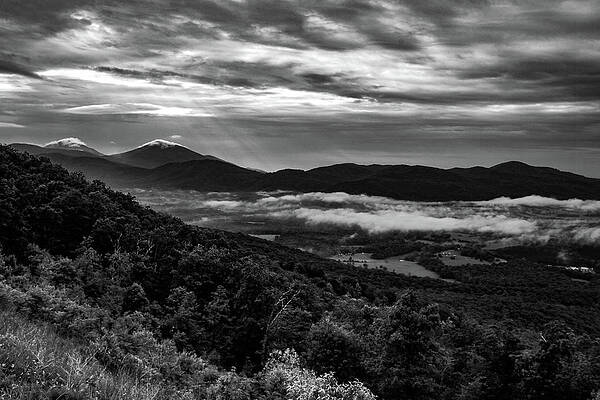 Wall Art featuring the photograph Cloudy In The Valley - Black And White by Deb Beausoleil