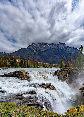 Photograph - Clousd Over Athabasca Falls Icefield Parkway Alberta Canada by Tommy Farnsworth