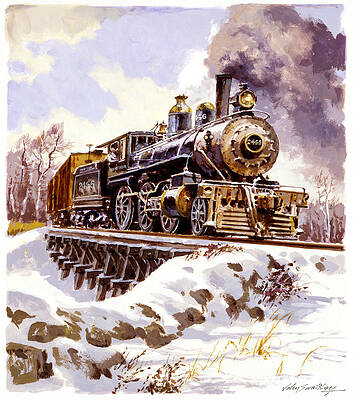 Engine Painting - CNR E-6 Locomotive by John Swatsley