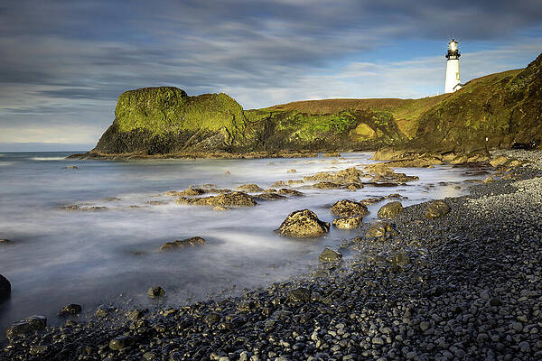 Coastal Lighthouse and Rocky Landscape Wall Art