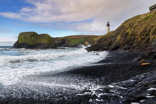 Coastal Lighthouse with Rocky Shore Wall Art