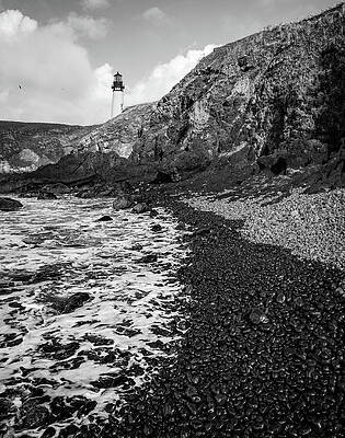 Rugged Coastline with Lighthouse View Wall Art