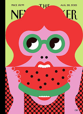 Colorful Woman with Watermelon Painting