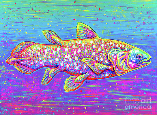 Rainbow Painting - Coelacanth - Ancient Ancestor Of The Deep by Rebecca Wang