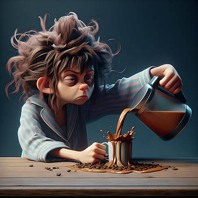 Wall Art featuring the digital art Coffee Gal by Deb Beausoleil