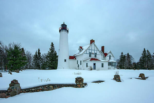 Architecture Wall Art featuring the photograph Cold Winter Day At The Point Iroquois Lighthouse by Michael Collins