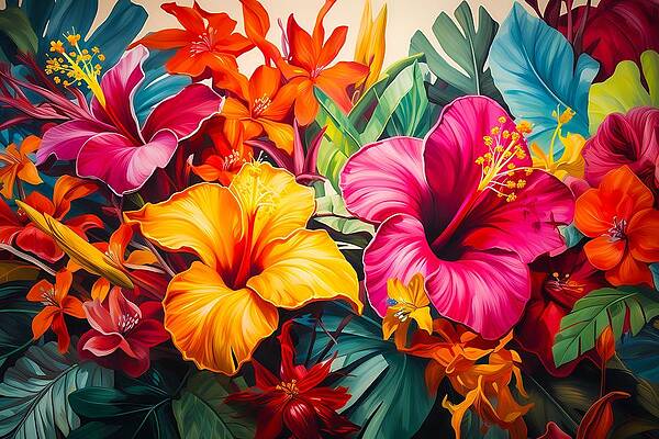Color Wall Art featuring the digital art Collage-Style Burst Of Tropical Colors No 1 by Andre Petrov