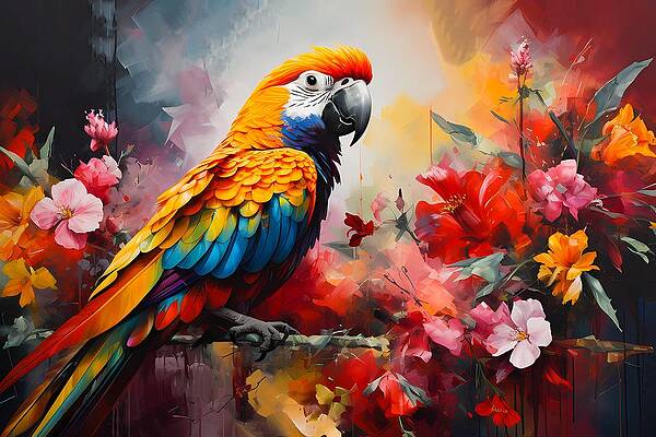 Color Wall Art featuring the digital art Collage-Style Burst Of Tropical Colors No 2 by Andre Petrov