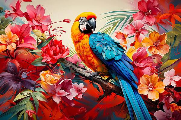 Color Wall Art featuring the digital art Collage-Style Burst Of Tropical Colors No 3 by Andre Petrov