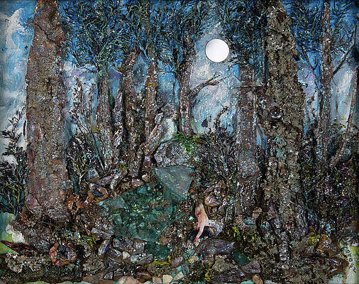 Wall Art featuring the mixed media Collecting Stones In The Moonlight by Susan Orosz