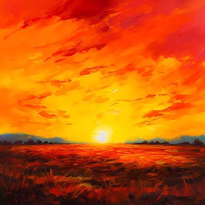 Serene Digital Art - Color Field Painting Using Warm Hues To Represent The Beauty Of A Sunrise by Andre Petrov