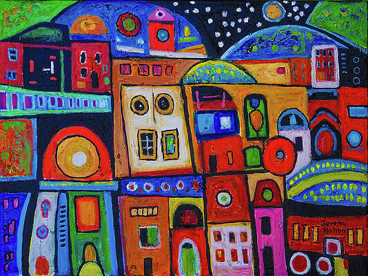 Colorful Abstract Cityscape Wall Art