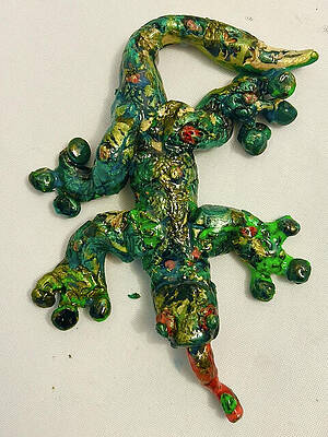 Colorful Abstract Lizard Sculpture Wall Art